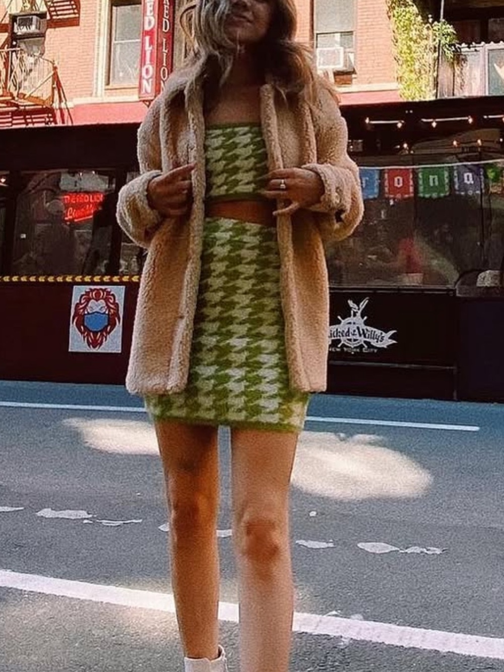 Green Houndstooth Knit Mini set - Women
